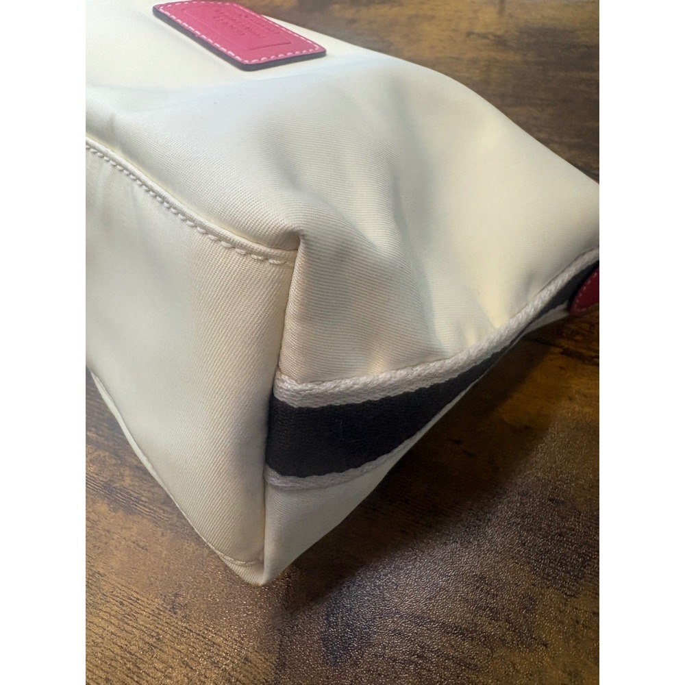 Coach Cosmetic Bag Ivory Pink Nylon Makeup Pouch Travel Case Y2K - Picture 6 of 8